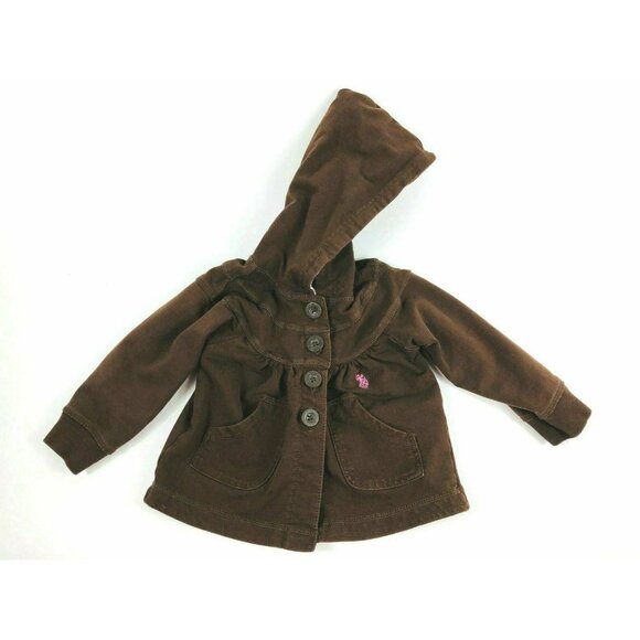 U S POLO ASSN Jacket Coat Windbreaker Hood Brown Pink Girls 24 mos Toddler - Picture 3 of 9
